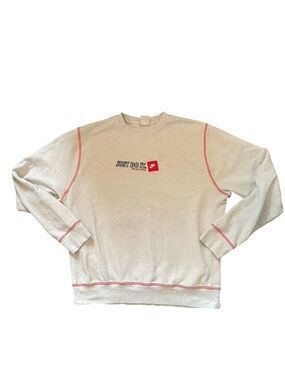 Nike Just Do It Crewneck Sweatshirt Large Gray Red Stitch Logo